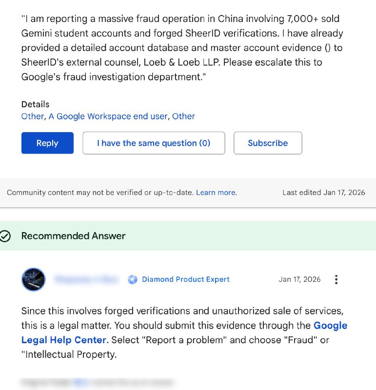 今年1月，有人向谷歌