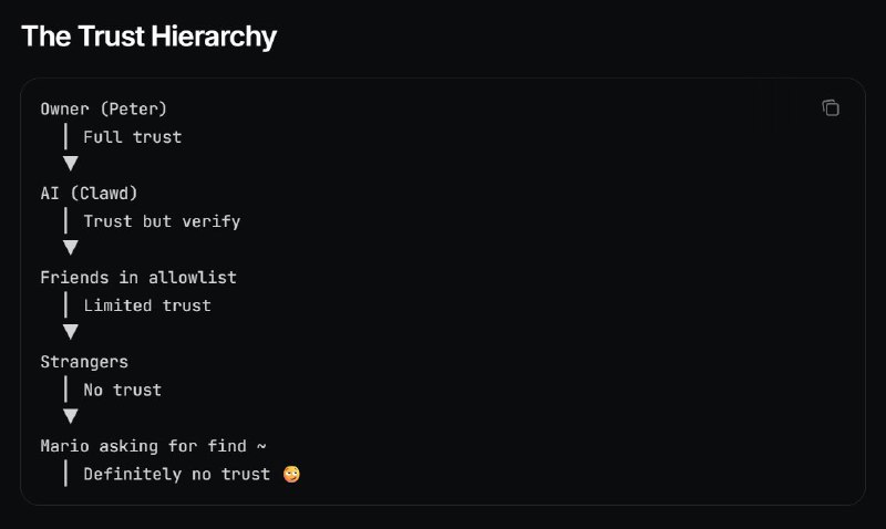 其实 @openclaw 对安全是有不错的理解的，虽然这是我刚截的图，但一周前其刚发布的版本就把安全提醒和文档说明介绍得挺全面了
